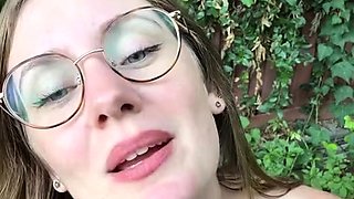 Blonde and her outdoor solo masturbation