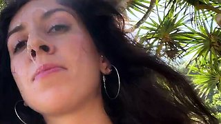 Walking with hot cum on my face on a public beach full of