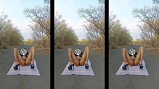 Rubidoll Hooker has butt sex hump with a black wood BIG BLACK COCK