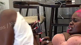 BBW Ebony Bounce on Pizza Boy's BBC, real African Porn