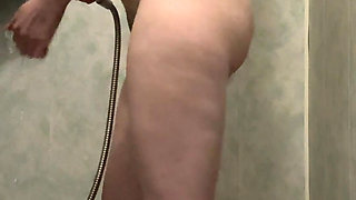 Shower Show: I pee in the shower standing up, naked dance, long legs, small tits