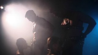 Busty blonde in latex fucked during a bdsm session