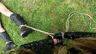 POV - Predicament - Endurance - Dominatrix Fucks Her Slave’s Strap-on While His Cock Is Locked (219)