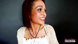 Cute Blonde and Sexy Brunette Share Cock While Sucking Tits