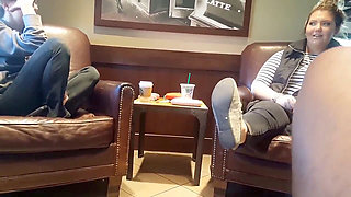 Two babes get a naughty surprise at Starbucks
