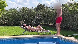 Milf Gets Fucked Hard And Cummed On By The Pool