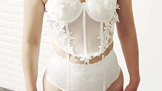 Hotwife Poses in a Bride Costume