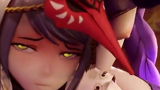 Genshin Raiden Shogun Fucks Sara with a Strapon, Itto Is There Too