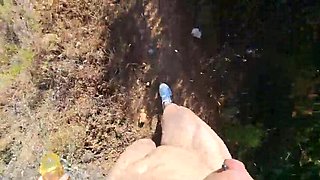 Latina Squirting Miss outdoor doggystyle fuck with cock sleeve in forest