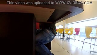 Hand job in a public cafe on a first-ever encounter
