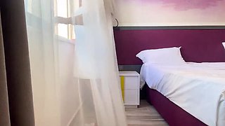 Lux Eva Risky Balcony Masturbation After Shower - Big Tits Turkish MILF Hotel Room Solo Orgasm