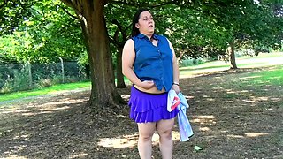 Short and thick brunette outdoor pissing and public flashing