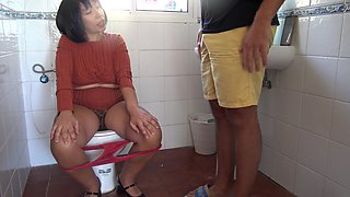 French Cuckold Wife Caught Pissing by Her 18 Year Old Stepson