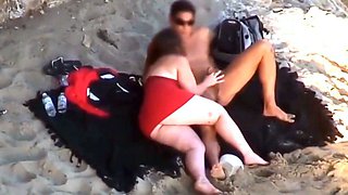 Chubby Niece devours cock on the beach