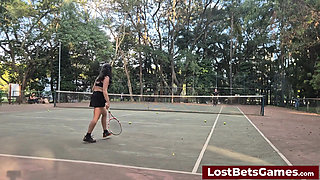 Rafaela and Igor Are Taking Their Strip Tennis Match Outside