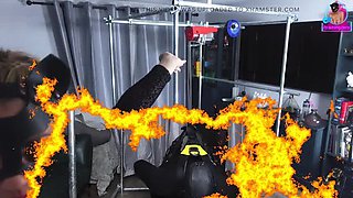 Amateur Femdom Suspension Bondage Test - Masked Slave Gets Pegged & Prostate Massage