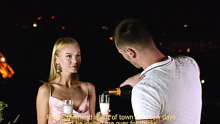 A sexy girl, Nancy Ace, is having fun with her boyfriend outdoors