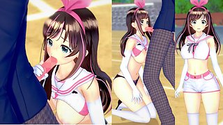 Erotic 3DCG anime video of Kizuna AI, the busty Vtuber, engaging in passionate lovemaking and giving a seductive blowjob in Koikatsu! Hentai Game.