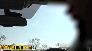 Ebony teen swallowed big cock before sex