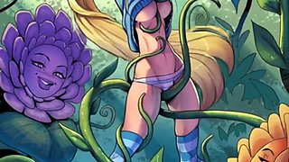 Young girl dancing in the jungle