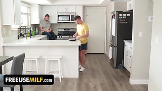 Horny Stepson Fucks His Busty Blonde Stepmom Crystal Clark To Cure His Sore Balls - Cuckold Fetish in the kitchen