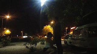 Thick BBW Wife Gives Outdoor Blowjob & Gets Doggystyle Creampie