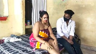 Desi BBW in Colorful Saree - Busty Homemade Blowjob & Doggy Style