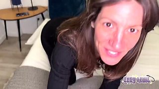 Lety Howl Paris Threesome: Amateur MILF Brunette Gets Double Blowjob & Facial